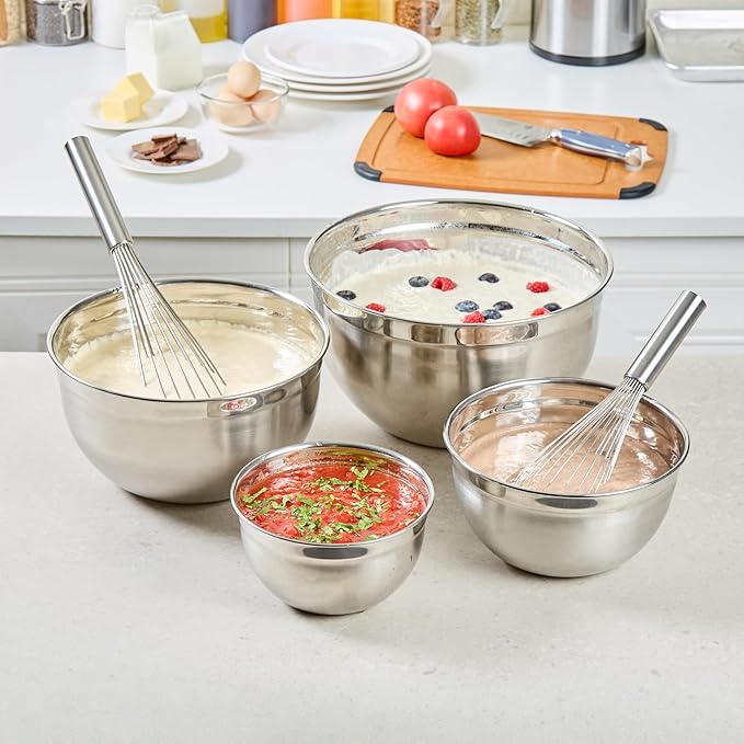 Restaurantware Met Lux 12 Inch x 2.5 Inch Baking Whisk, 1 With Ergonomic Handle Metal Whisk - Dishwasher-Safe, Corrosion-Resistant, Stainless Steel Whisk For Baking, For Whipping, Baking, Or Cooking