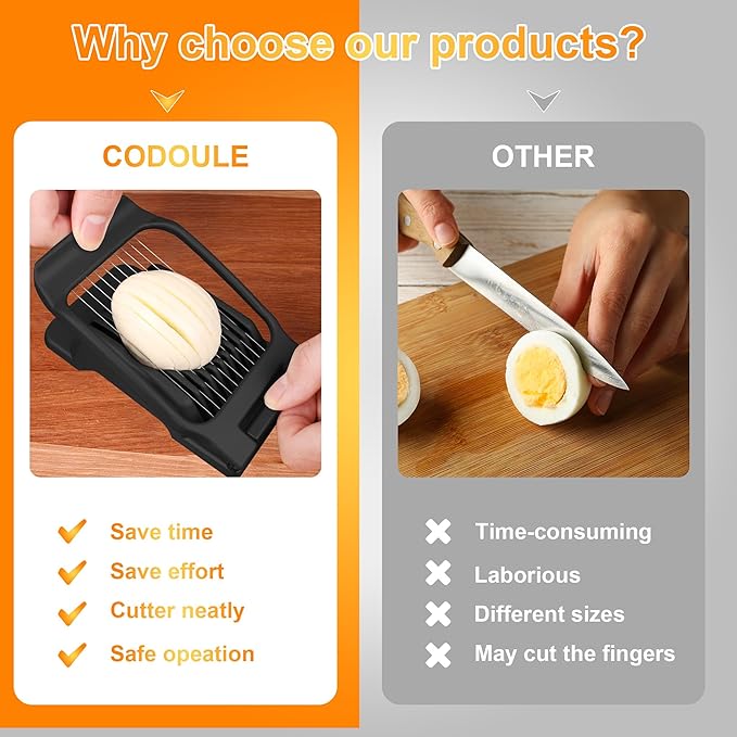 Egg Slicer for Hard Boiled Eggs Egg Cutter Strawberry Slicer (Black)