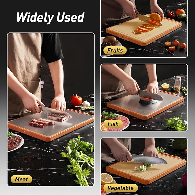 2 Packs Pure Titanium Cutting Boards for Kitchen Chopping Board Butcher Block 2 in 1 Pure Titanium PP Father Day Dad Parent Stepdad Who Want Everything Future Groom Bride Law Christmas Xmas