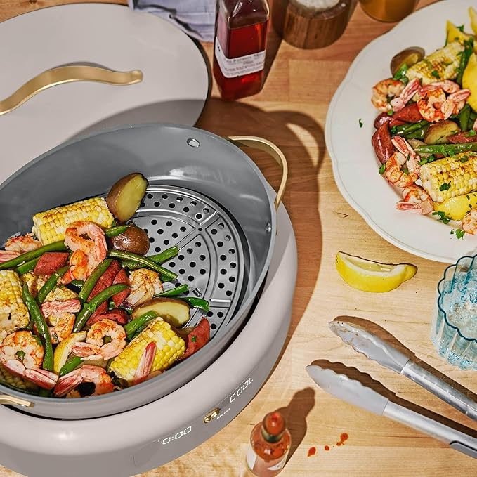 Beautiful 10-in-1, 6-Qt Electric Multi-Cooker | Programmable Touch Display | 7 Presets up to 400 °F | Sear Slow-Cook Steam Rice Warm | Oven-Safe Pot & Lid (Porcini Taupe)