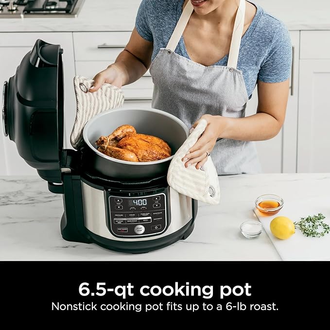 Ninja Foodi 10-in-1 Pressure Cooker & Air Fryer Combo, 6.5 Qt Stainless Steel Multi Cooker – Slow Cook, Steam, Bake, Roast, Dehydrate, Sear – Perfect for Holiday Meals & Family Gifts - OS300