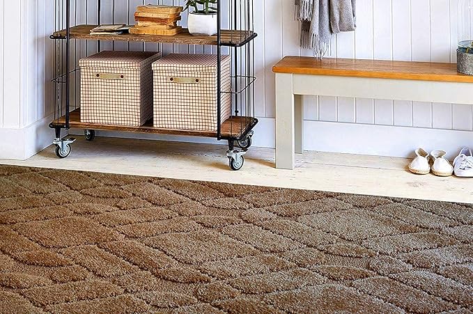Custom Size Hallway Runner Rug Trellis Brown Color 31 inch Wide Select Your Length Non-Slip (Skid Resistance) Rubber Backing 23 feet x 31 inch (Color Options Available)