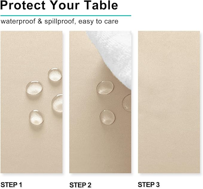 Hiasan 2 Pieces Square Tablecloth - Waterproof Washable Polyester Table Cloth for Dining Room Kitchen Party Camping, Beige, 54 x 54 Inch