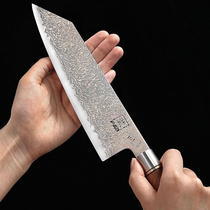zayiko Limited Edition Copper Damascus Chef’s Knife – 8.3" Kiritsuke Blade | Damascus Steel with VG10 Core & Copper Texture | Maple Wood Handle | Professional Kitchen Knife in Gift Box