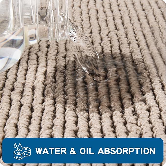 PURRUGS Machine Washable Kitchen Rug Set [2 PCS] (24" x 36"+ 24" x 60"), Non-Slip/Skid Kitchen Runner Rugs & Floor Mats, Super Absorbent Soft Area Rugs for Sink, Kitchen & Laundry, Beige