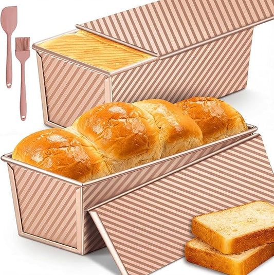 Pullman Loaf Pan with Lid: 2lb Dough Capacity Carbon Steel Nonstick Bread Pan for Oven Baking - for Homemade Sourdough and Sandwich Bread - Essential for Home Bakers Family Kitchen (1 Pack)