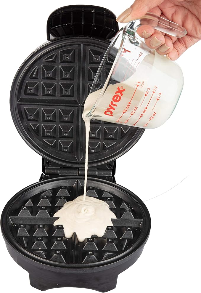 Belgian Waffle Maker- Non-Stick 7" Waffler Iron w Adjustable Browning Control, Electric Baker Makes Thick Fluffy Waffles- Easy Use Kitchen Appliance Essential for Breakfast Brunch Morning w Recipes