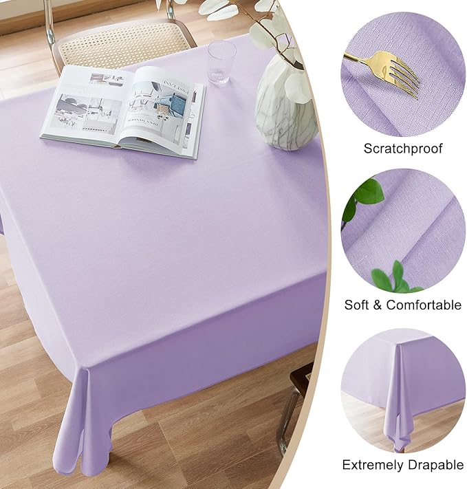 AUSSPVOCT Textured Tablecloth Round 60 Inch Waterproof Spill-Proof Wipeable Table Cloth Wrinkle Free Circle Dining Table Cover for Birthday Farmhouse Outdoor Party Tablecloths up to 44'' Dia Tables