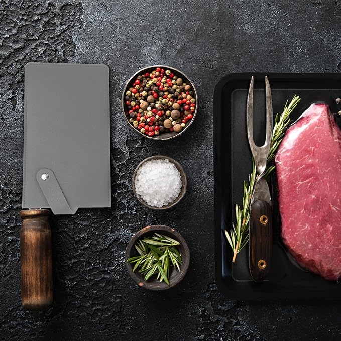 PATIKIL PU Leather Knife Meat Cleaver Sheath, Waterproof Chef Knife Guards Wide Knife Protector Cleaver Cover for Home Kitchen, Grey