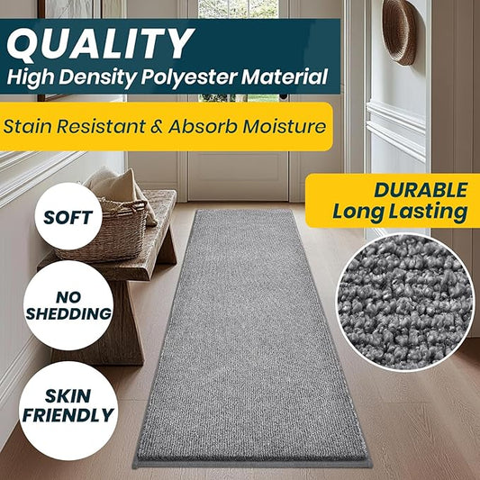 Washable Kitchen Rug 24" x 82" / 60cm x 210cm, Non Slip Kitchen Mat for Floor, Absorbent Indoor Entryway Runner Rug for Hallway, Laundry, Bathroom, Bedroom (Roll Packing)
