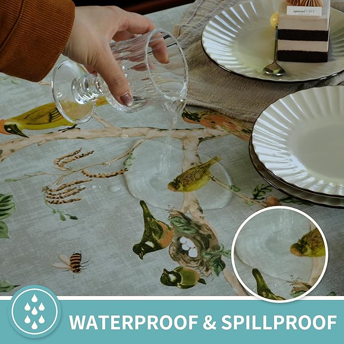 Rectangle Table Cloth,100% Waterproof Tablecloth Oil Proof Spill Proof Vinyl Table Cloth, Wipe Clean Plastic Table Cover for Dining, Camping, Indoor and Outdoor 54" x 102",Magpie