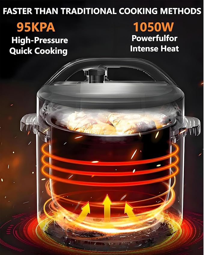 KabFbit 10 In 1 Electric Pressure Cooker, 5 Quart Stainless Steel Multi-Function Electric Cooker, Slow Cooker With 24-Hour Reservation Function, Suitable For Meat, Cake, Congee, Rice, etc., Black