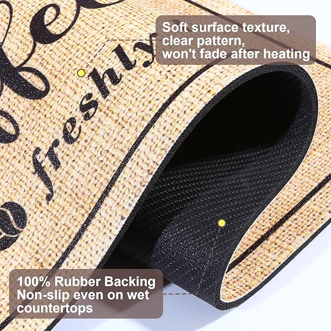 Absorbent Coffee Mat, Fashion Dish Drying Mat for Kitchen Counter Coffee Bar Accessories Espresso Machine Dish Rack 17" x 32" Beige