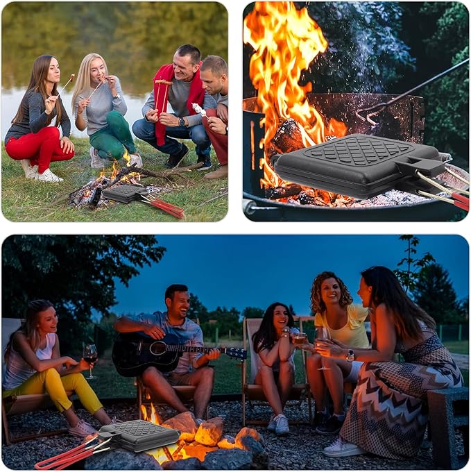Foldable Sandwich maker, double-sided grilled cheese pan, panini press sandwich maker. It is also a friendly pie irons for camping and campfire sandwich maker.
