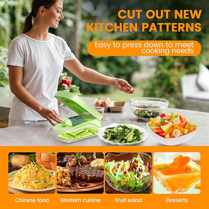 Pro-Series 17-in-1 Mandoline Slicer & Spiralizer, Veggie Chopper with Container for Onion Salad, Vegetable Slicer, Kitchen Gadgets, Food Processor, Vegetable Shredder with Container