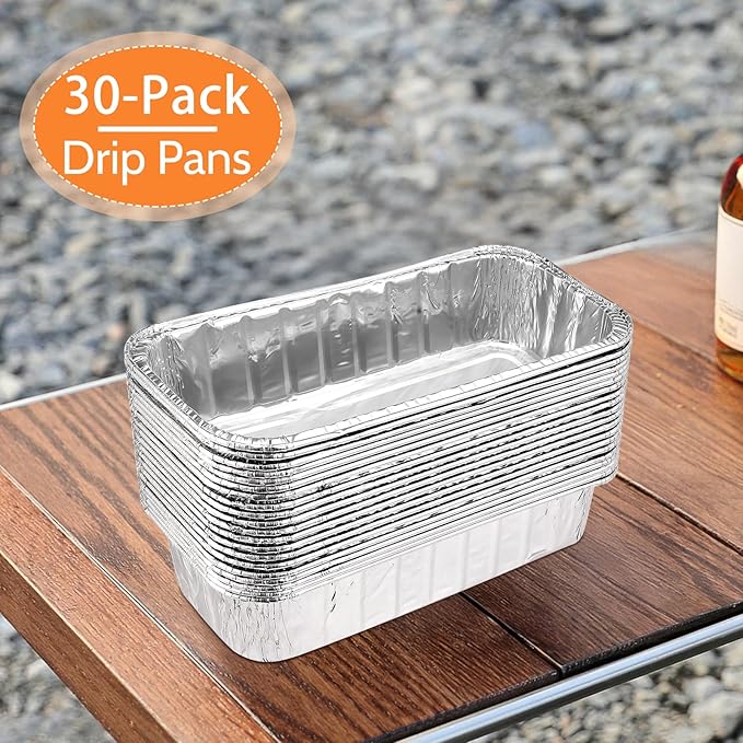 Whaleme 30 Pack Grill Drip Pans, 11 x 5 Inch Aluminum Foil Grease Catcher Cup Liner Compatible with Weber SmokeFire EX4/EX6/EPX6, Summit & Genesis II 400/600 Series