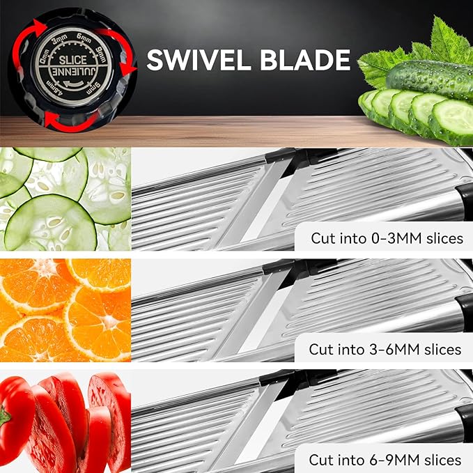 Mandoline Slicer,Mandoline Food Slicer for Kitchen,Mandolin,Vegetable Chopper,Vegtable Slicer,Adjustable Stainless Steel Veggie Onion Tomato Julienne Cutter with Cut-1 Pair Cut-Resistant Gloves