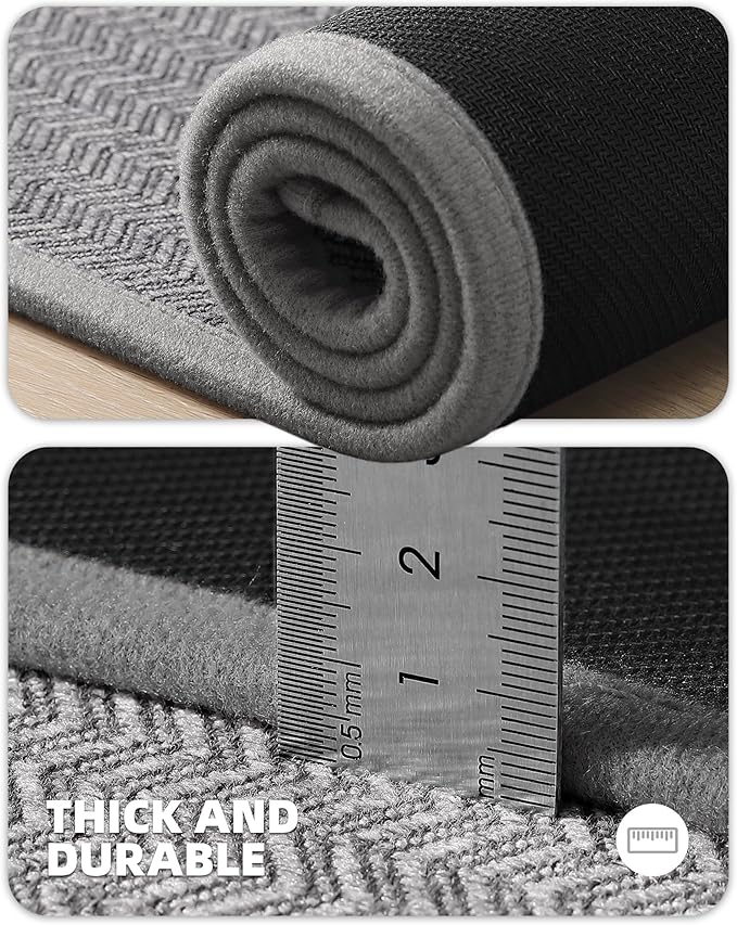 Color&Geometry Kitchen Rugs Set Kitchen Mats for Floor 2 Piece, 17"X29"+17"X59" Light Grey Kitchen Rugs Non Slip Washable with Rubber Backing, Quick Dry Low Pile Kitchen Runner Rug Kitchen Sink Mat
