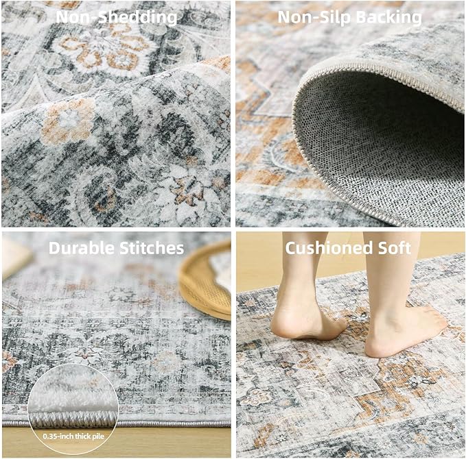 Washable Entryway Small Area Rugs: 2'x3' Boho Rug Non Slip Door Mat Indoor Entrance Stain Resistance Low Pile Throw Rugs for Inside Front Door Floor Bedroom Bedside Kitchen Nursery Dorm Home Entry