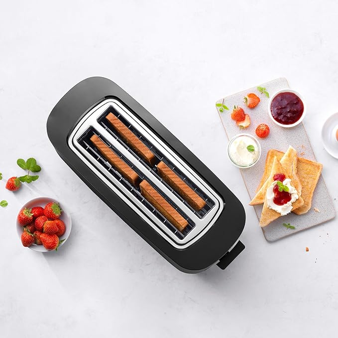 ZWILLING Enfinigy, 4-Slice Long Slot Toaster, Extra Wide 1.5" Slots for Bagels and Toast, Black