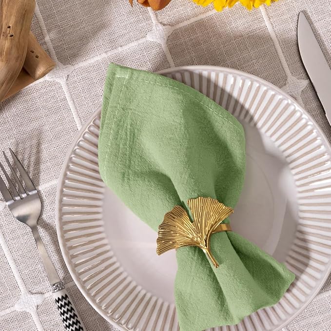 MLMC 4 Pack Sage Green Cloth Napkins Rustic Washable Cotton Linen Napkins Set of 4 17"x17" Reusable Dinner Napkins Cloth for Spring Easter Wedding Bridal Shower Party Table Decor