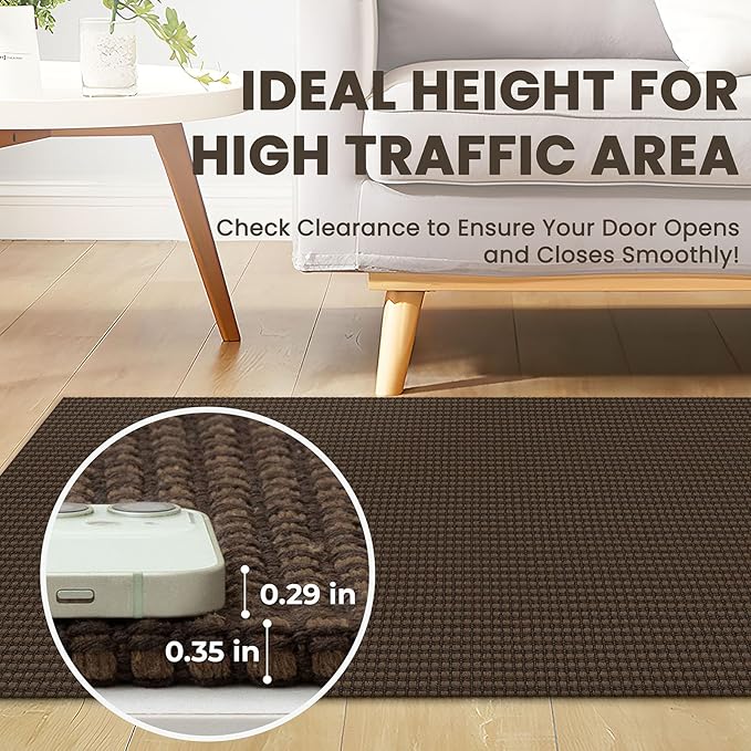 Braided Runner Rug 2.6x10 Ft Washable Runners for Hallways Non Slip Rubber Backed Kitchen Runners Cotton Long Entryway Runner Indoor, Woven Carpet for Hall Kitchen Entryway, Brown