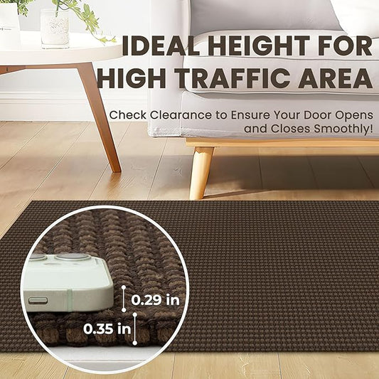 Braided Runner Rug 2.6x10 Ft Washable Runners for Hallways Non Slip Rubber Backed Kitchen Runners Cotton Long Entryway Runner Indoor, Woven Carpet for Hall Kitchen Entryway, Brown