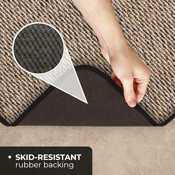 House, Home and More Skid-Resistant Carpet Runner - Black Ripple - 14 Feet X 36 Inches