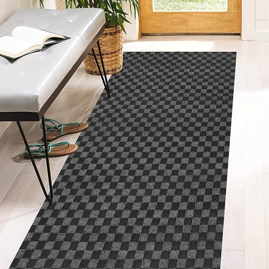 2' x 81' Runner Rugs with Rubber Backing, Indoor Outdoor Utility Carpet Runner Rugs, Checkered Gray, Can Be Used as Aisle for The RV and Boat, Laundry Room and Balcony