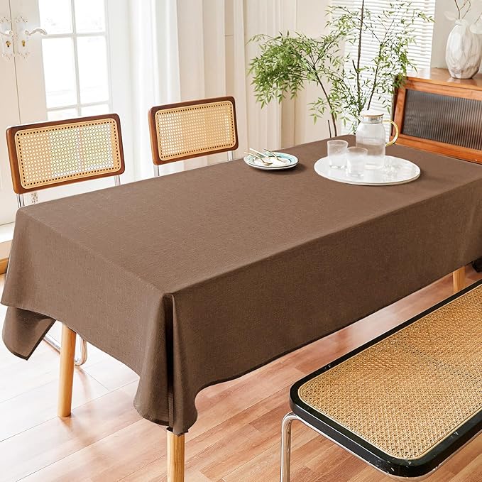AUSSPVOCT Textured Tablecloth Rectangle 60x104 Water Resistant Spill-Proof Wipeable Table Cloth Wrinkle Free Fabric Dining Table Cover for Birthday Party Farmhouse Spring Kitchen Tablecloths