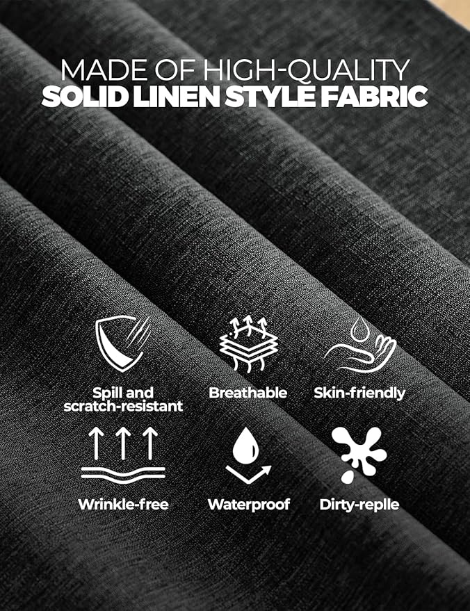 Waterproof Farmhouse Table Cloth for 4 Ft Rectangle Table, Anti-Scratches Small Outdoor Dining Table Cloth for Party, Camping, Banquet and Wedding (Oblong, 52 x 70 Inch (4-6 Seats), Black)