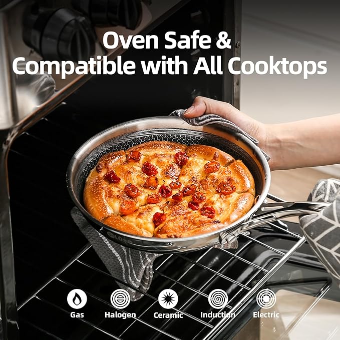 DELUXE Hybrid Ceramic Nonstick 8-Inch Fry Pan, Skillet with Stay-Cool Handles, Dishwasher&Oven Safe, PFOA Free Compatible with All Cooktops