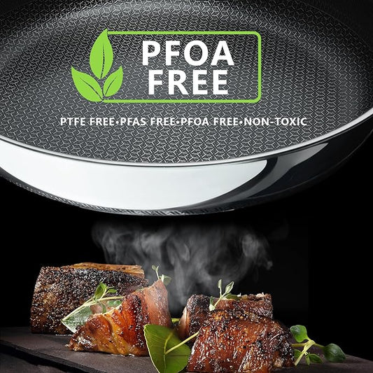 SAKAMOSH Non Stick Frying Pans Set, 8" 9.5" 11" Stainless Steel Pan Set, Ceramic Skillet with Stay-Cool Handle, Non Toxic, PFAS PFOA PTFE Free, Dishwasher Safe, Induction, Suitable with All Cooktops