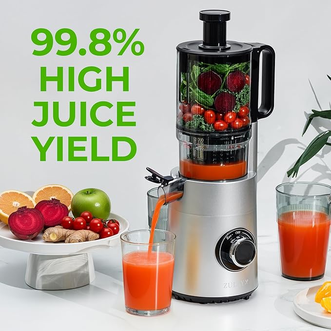 Zulay Cold Press Juicer, 5.5" Chute, Slow Masticating Juicer Machine for High Juice Yield, Easy to Clean Stainless Steel Blades for juicing Whole Fruits & Vegetables "extractor de jugos y vegetales"