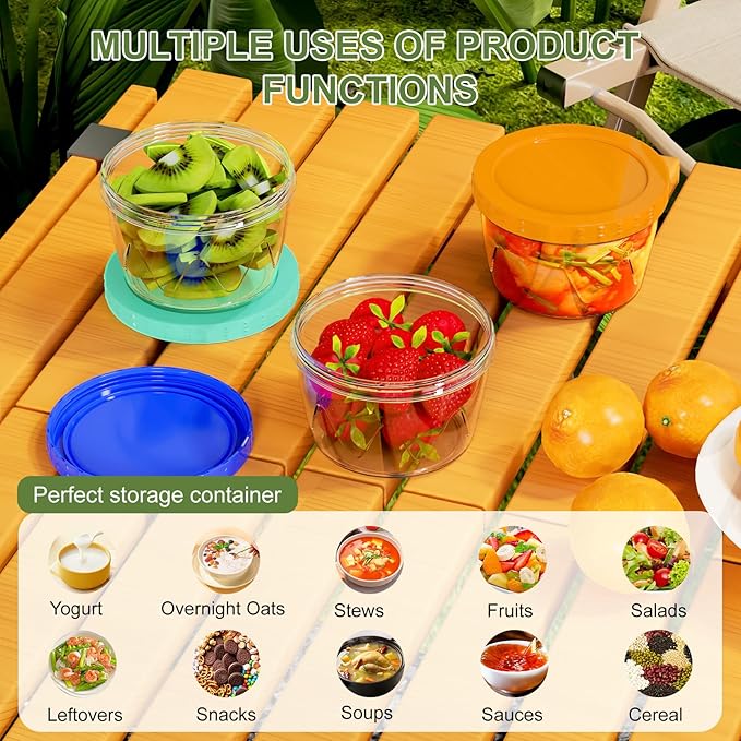 Reusable Freezer Storage Containers [UNIQUE INNOVATIVE DESIGN] 6 Pack-17 Oz Arrow Indicates Easy Opening and Closing of Lid Microwave and Dishwasher Safe,Soup Containers for Oats/Salad