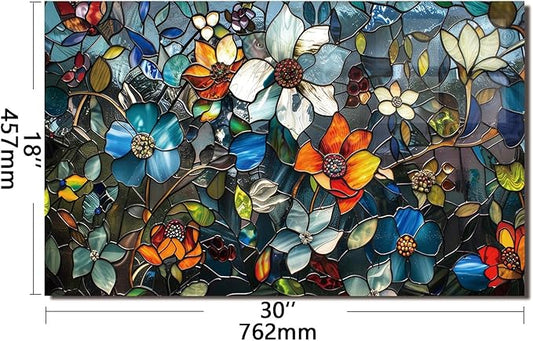 Evgosm Tempered Glass Backsplash for Kitchen, Pixel Flower Stove Splashback, Glass Backsplash, Used for Kitchen Wall Protection and Decoration, Easy to Install and Clean. (30x18'')