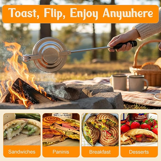 Sandwich Grill 3-Pack | Handheld Sandwich Maker & Panini Press, Portable Cast Aluminum Pie Iron for Hot Sandwiches, Pockets & Snacks | Stovetop, Grill, RV Camper & Campfire Cooking Tool