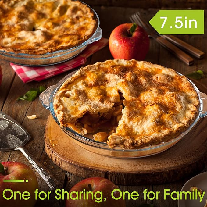 ZYER Glass Pie Plate 18.8oz Small Pie Dish Small Pie Pan for 1~2, Glass Pie Dish for Baking, 7.5 Inch 2pack