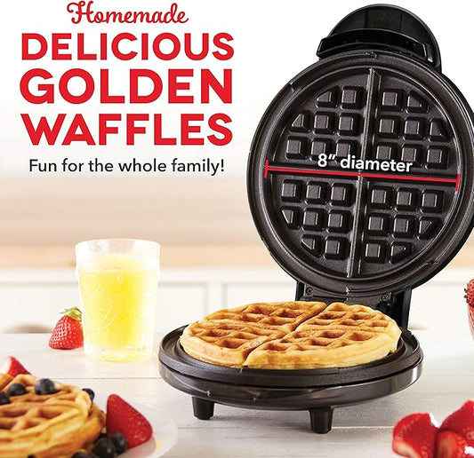 Dash Express Waffle Maker -Electric Waffle Maker for Creative Homemade Treats - Dual Nonstick Cooking Surfaces, Easy Food Release & Quick Cleanup - Compact, Space-Saving Design - 8 Inches - Black