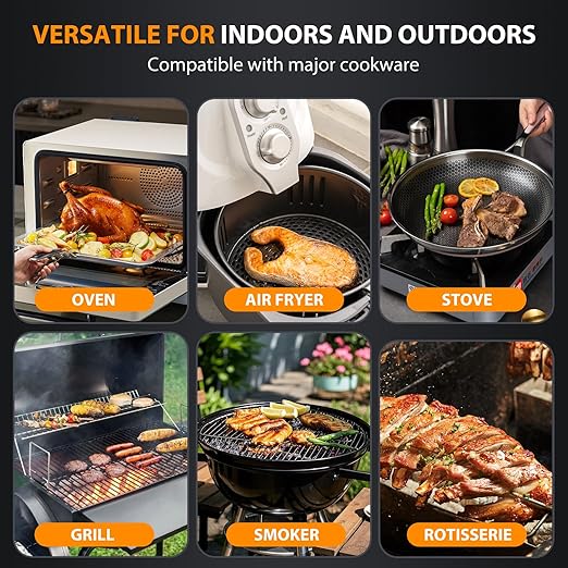 AI Smart Wireless Meat Thermometer, 10X Enhanced Signal and Stability, with High-Accuracy Sensors, Standalone Display Base, Instant Read LCD & App Control for Kitchen,BBQ,Oven,Grill,Air Fryer