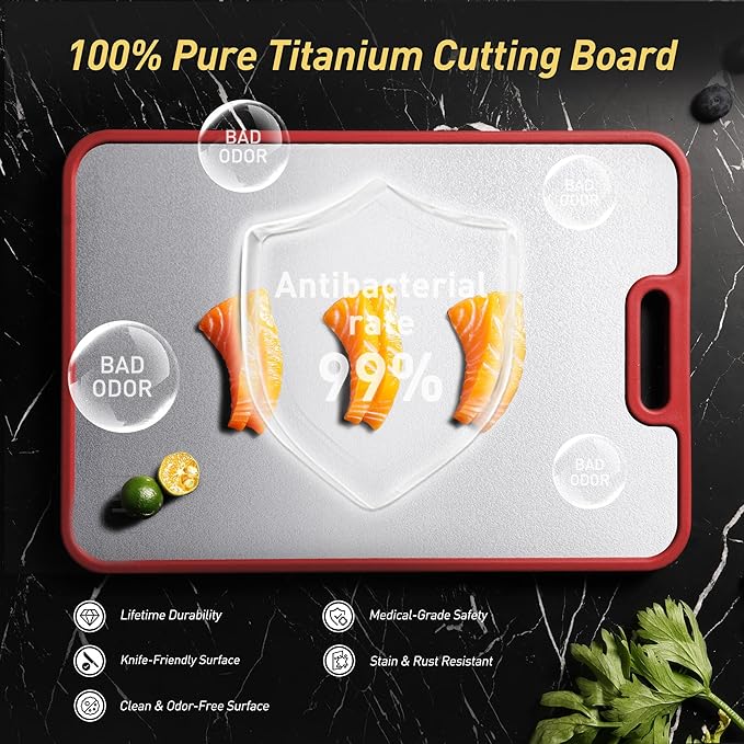 2 Packs Titanium Cutting Boards for Kitchen Chopping Board Butcher Block 2 in 1 Pure Titanium Gift Best Mama Mom Ever Christmas Xmas Birthday Law Step Who Have Everything Good Unique Useful Present