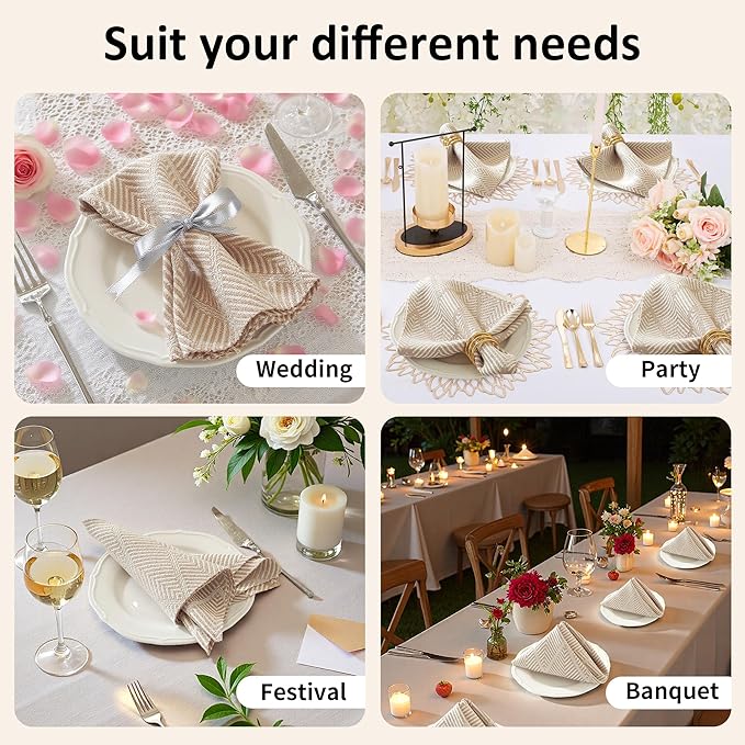 Cloth Napkins Set of 6 Reusable Bohemian,UWWGKK 17x17 Inch Napkins Cloth Washable for Dinner, Restaurant,Wedding,Hotel