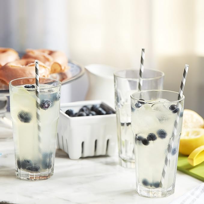 Libbey Gibraltar 16 oz Glass Tumbler, Iconic Heavy Base Glass Drinking Glasses Set of 12, Dishwasher Safe Drinkware Set of 12