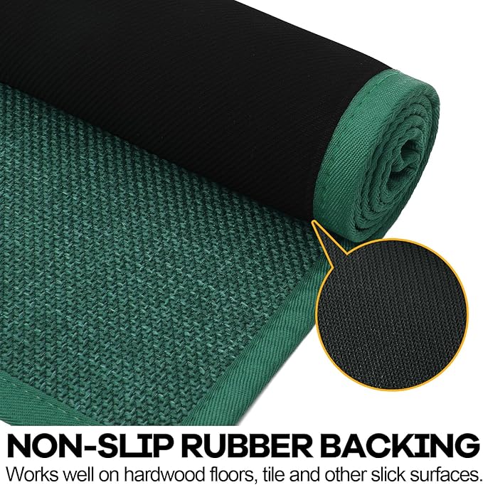 Kitchen Rug, Rubber Non Slip Kitchen Rugs Washable, Absorbent Runner Mat for Floor, Machine Washable Standing Mats for in Front of Sink, Laundry, Entryway, Hallway (Dark Green, 71" × 35.5")