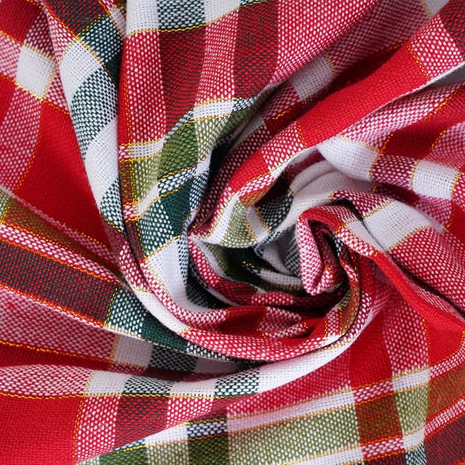 Blue Needles Gingham Buffalo Plaid Cloth Napkins 100% Cotton Set of 12 Dinner Table Napkins 18x18 inch Soft, Reusable, Washable Perfect for Valentine's Day Parties & Everyday Use - Gold, Red & Green