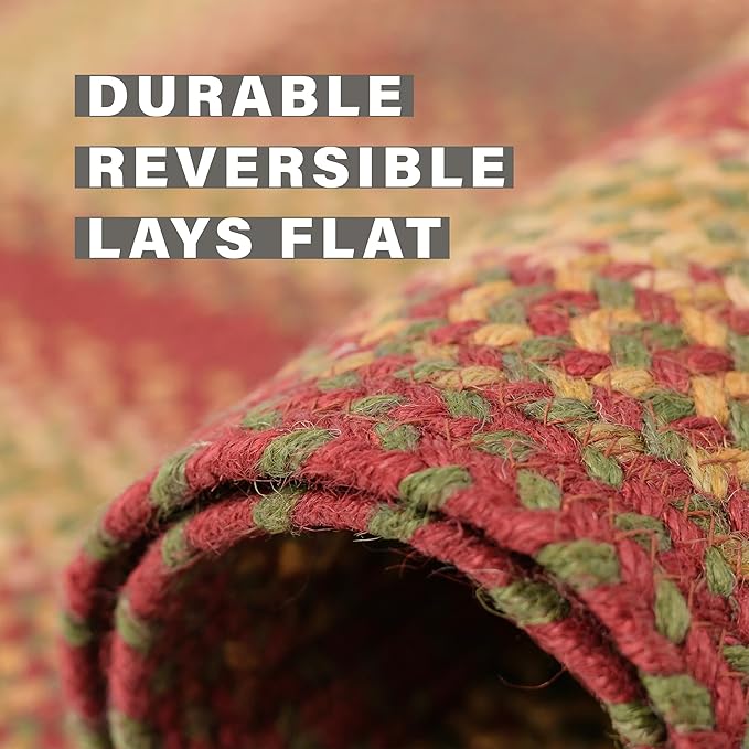 Oval Jute Braided Rug – All Natural Fiber 4' x 6' Area Rug, Made With Natural Jute Twine – A Reversible Rug for Rustic Home Décor – Homespice Cider Barn Oval Jute Rug 4' x 6'