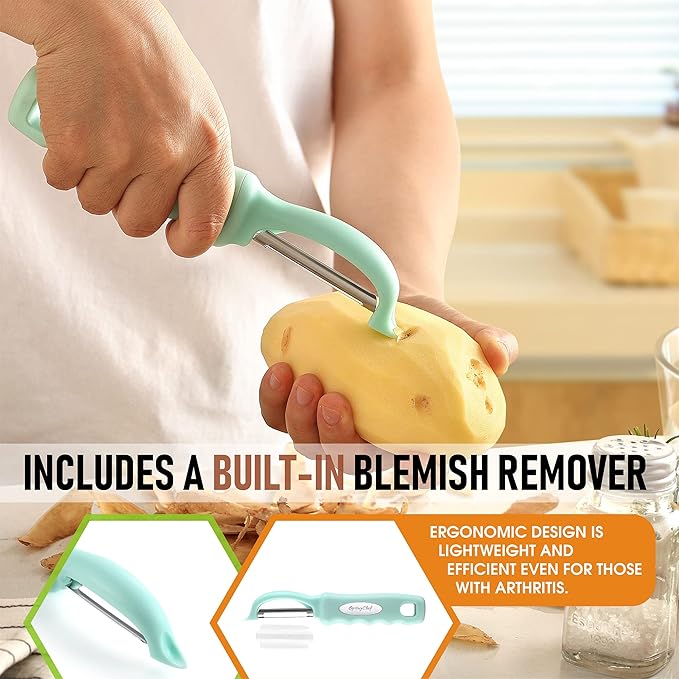 Spring Chef Stainless Steel Premium Swivel Peeler & Handheld Zester/Fine Grater - 2 Product Bundle - Mint