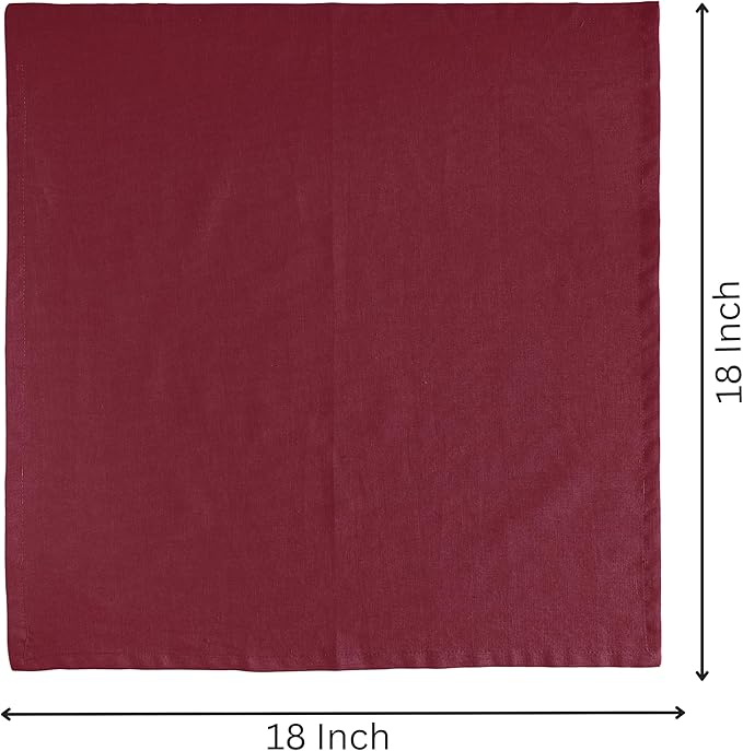 FINGERCRAFT Dinner Cloth Napkins, Cotton Linen Blend Mitered Corner Napkins Cloth 4 Pack Natural Premium Quality for Every Day Use, Parties, Easter, Thanksgiving, Weddings, 18x18 inch Rythmic Red