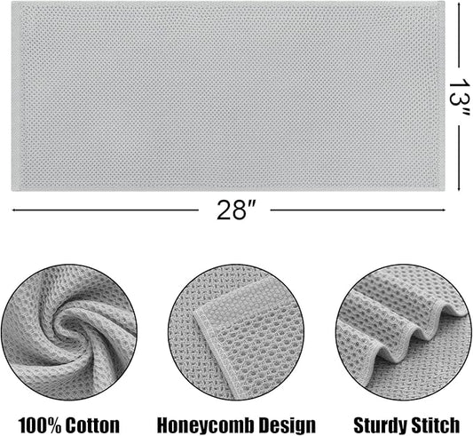 Kitinjoy 100% Cotton Waffle Weave Kitchen Towels, 8-Pack Super Soft and Absorbent Dish Towels for Drying Dishes, Kitchen Hand Towels, 13 in x 28 in, Light Grey