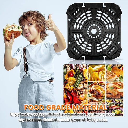 GWYSY Air fryer Accessories for Ninja AF181 Air Fryer Pro XL 6-in-1 6.5 QT, 8.5''× 8.0'' Air Fryer Grill Pan Grill Plate Tray Rack, Dishwasher Safe